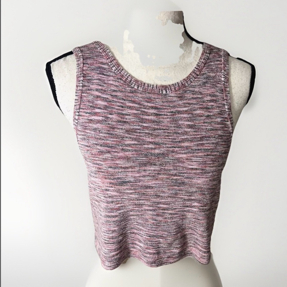 Womens Lace up Back Tank Top  S Small Pink Heathered Cropped Boho Free People